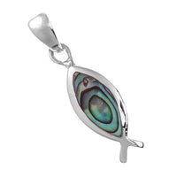 Load image into Gallery viewer, Perlmuttanhänger Paua Fisch bunt 20 mm 925er Sterling Silber Ohrringe Abalone - chic-net.de
