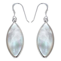 Load image into Gallery viewer, Perlmuttmuschelohrringe mandelförmige Perlmuttohrhänger 925er Sterlingsilber ca. 25 x 10mm - chic-net.de

