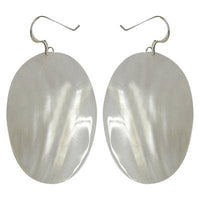 Cargar imagen en el visor de la galería, Perlmuttmuschelohrringe, ovale Perlmuttmuschelohrhänger mit Bügel aus 925er Sterlingsilber, ca. 4,5 x 2,5cm - chic-net.de
