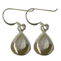 Cargar imagen en el visor de la galería, Perlmuttmuschelohrringe, tropfenförmige Perlmuttmuschelohrhänger eingefasst in 925er Sterlingsilber, ca.1,0 x 1,7cm - chic-net.de
