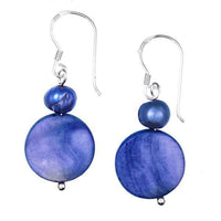 Load image into Gallery viewer, Perlmuttohrringe blau 25 mm Perle Perlmutt Scheibe 925er Sterling Silber Ohrringe Schmuck - chic-net.de
