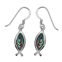 Load image into Gallery viewer, Perlmuttohrringe Fisch Abalone bunt 20 mm 925er Sterling Silber Ohrringe Paua - chic-net.de
