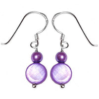 Load image into Gallery viewer, Perlmuttohrringe lila Perle Perlmutt Scheibe 925er Sterling Silber Ohrringe Schmuck - chic-net.de
