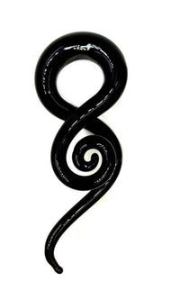 Cargar imagen en el visor de la galería, Piercing Feuerglas Spiral Taper schwarz Dehnschnecke 30g - chic-net.de
