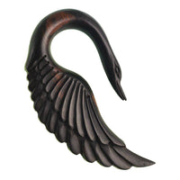 Load image into Gallery viewer, Piercing Holz ebony wood Schwan Hals gebogen Flügel Ohrstecker Expander handgeschnitzt - chic-net.de
