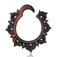 Load image into Gallery viewer, Piercing Holz Türkis Blumen Hoop 6,5mm Creole Hook - chic-net.de
