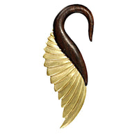 Load image into Gallery viewer, Piercing Hook Schwan Dehnschnecke aus Narraholz Brass - chic-net.de

