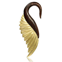 Load image into Gallery viewer, Piercing Hook Schwan Dehnschnecke aus Narraholz Brass - chic-net.de
