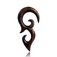 Load image into Gallery viewer, Piercing Narra Holz Haken Axt Spirale braun gemasert Plug Ohrstecker Expander - chic-net.de
