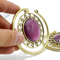 Cargar imagen en el visor de la galería, Piercing Ohrgewicht Brass oval Stein lila 4,7mm Spirale - chic-net.de
