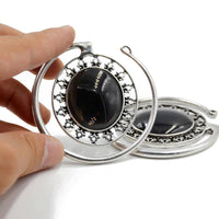 Cargar imagen en el visor de la galería, Piercing Ohrgewicht Brass oval Stein schwarz 4,7mm - chic-net.de
