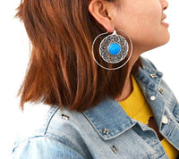 Cargar imagen en el visor de la galería, Piercing Ohrgewicht White Brass Blume Stein blau Spirale - chic-net.de
