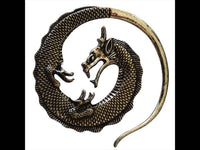 Cargar imagen en el visor de la galería, Piercing Ohrgewicht White Brass Drache Spirale Dehnschnecke - chic-net.de
