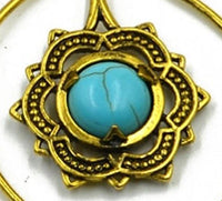 Cargar imagen en el visor de la galería, Piercing Ohrhänger Messing Lotus Spirale Türkis Stein - chic-net.de
