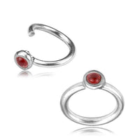 Load image into Gallery viewer, Piercing Ring 925 Silber Labret Tragus 1.2mm Garnet rot - chic-net.de
