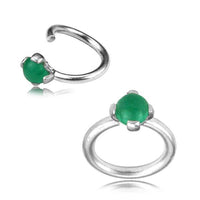 Load image into Gallery viewer, Piercing Ring 925 Silber Labret Tragus 1.2mm Jade grün - chic-net.de
