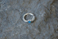 Load image into Gallery viewer, Piercing Ring 925 Silber Septum Lobe Ohr Opal blau Punkte - chic-net.de
