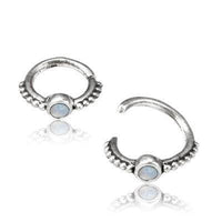Load image into Gallery viewer, Piercing Ring 925 Silber Septum Lobe Ohr Opal weiß Punkte - chic-net.de
