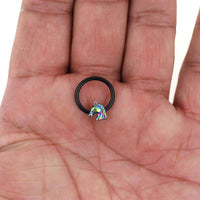 Load image into Gallery viewer, Piercing Ring Pegasus Pferd Edelstahl bunt schwarz 0.8mm.
