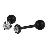 Load image into Gallery viewer, Piercing schwarz weißer runder Zirkonia Stein eingefasst aus Edelstahl - chic-net.de
