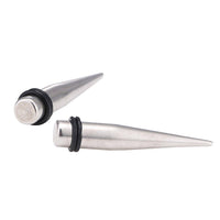 Load image into Gallery viewer, Piercing Spike Expander Edelstahl silbern Ohrstecker zwei Gummiringe schwarz - chic-net.de
