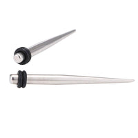 Load image into Gallery viewer, Piercing Spike Expander Edelstahl silbern Ohrstecker zwei Gummiringe schwarz - chic-net.de
