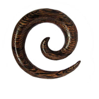 Load image into Gallery viewer, Piercing Spirale Parasit Holz Plug Ohrstecker braun Wellen Maserung - chic-net.de
