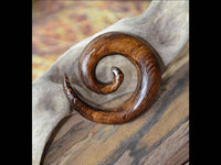 Load image into Gallery viewer, Piercing Spirale Parasit Holz Plug Ohrstecker braun Wellen Maserung - chic-net.de
