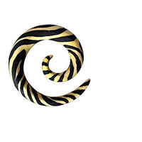 Load image into Gallery viewer, Piercing Zebra Muster Spirale Holz Plug Ohrstecker handbemalt hell schwarz - chic-net.de
