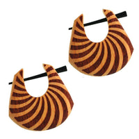 Load image into Gallery viewer, Pin Creolen Jackfrucht Holz hell Horn-Pin 23 mm Träne dunkle Gravur Motiv - chic-net.de
