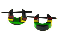 Load image into Gallery viewer, Pin Creolen Stick Ohrringe Acryl Rasta Farben 1.6mm - chic-net.de
