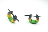 Load image into Gallery viewer, Pin Creolen Stick Ohrringe Acryl Rasta Farben 1.6mm - chic-net.de
