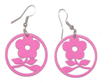 Load image into Gallery viewer, Pinkfarbene, Damen-Ohrringe aus Holz, Edelstahlbügel, ca. 30mm Ø - chic-net.de
