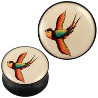 Load image into Gallery viewer, Plug Acryl beige orange blau Schwalbe schwarz Piercing Ohrschmuck - chic-net.de
