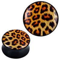 Load image into Gallery viewer, Plug Acryl Leo Muster gelb braun schwarz Expander Piercing Ohrschmuck - chic-net.de
