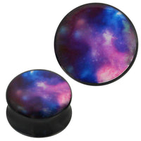 Load image into Gallery viewer, Plug Acryl lila pink weiß Weltall schwarz Piercing Ohrschmuck - chic-net.de
