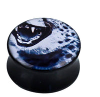 Load image into Gallery viewer, Plug Acryl Maul weißer Jaguar Fauchen Piercing Ohrschmuck - chic-net.de
