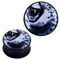 Load image into Gallery viewer, Plug Acryl Maul weißer Jaguar Fauchen Piercing Ohrschmuck - chic-net.de
