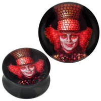 Load image into Gallery viewer, Plug Acryl Mosaik Clown mit Hut rot schwarz Piercing Ohrschmuck - chic-net.de
