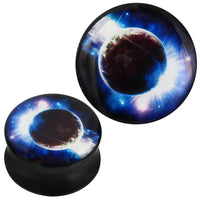 Load image into Gallery viewer, Plug Acryl Planet All weiß blau schwarz Piercing Ohrschmuck - chic-net.de

