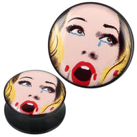 Load image into Gallery viewer, Plug Acryl Pop Art blonde Frau Schrei Tränen Piercing Ohrschmuck - chic-net.de
