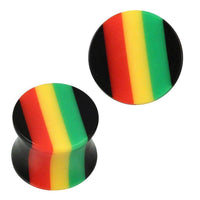 Load image into Gallery viewer, Plug Acryl Rasta Farben schwarz gelb grün rot Piercing Ohrschmuck - chic-net.de
