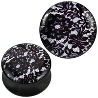 Load image into Gallery viewer, Plug Acryl Spitze Blumen weiß grau schwarz Piercing Ohrschmuck - chic-net.de
