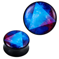 Load image into Gallery viewer, Plug Acryl weiß blau lila Dreieck schwarz Piercing Ohrschmuck - chic-net.de
