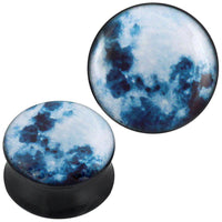 Load image into Gallery viewer, Plug Acryl weiß dunkelblau Wolken Himmel Sonne schwarz Piercing Ohrschmuck - chic-net.de
