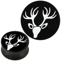 Load image into Gallery viewer, Plug Acryl weißer Hirsch Geweih schwarz Piercing Ohrschmuck - chic-net.de
