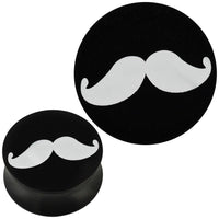 Load image into Gallery viewer, Plug Acryl weißer Schnurrbart moustache schwarz Piercing Ohrschmuck - chic-net.de
