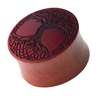 Load image into Gallery viewer, Plug braun Holz Baum des Lebens dunkel Gravur Flechtrand - chic-net.de
