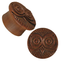 Load image into Gallery viewer, Plug Holz rotbraun Eule handgeschnitzt Trichter plastisch Tribal Piercing - chic-net.de
