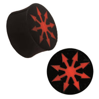 Load image into Gallery viewer, Plug Horn rote Gravur schwarz Kreis Pfeile Piercing handgeschnitzt - chic-net.de
